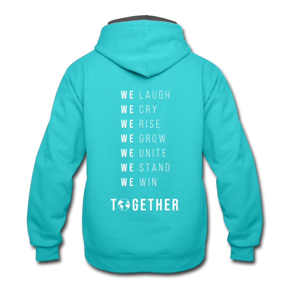 TOGETHER WE Contrast Hoodie - scuba blue/asphalt