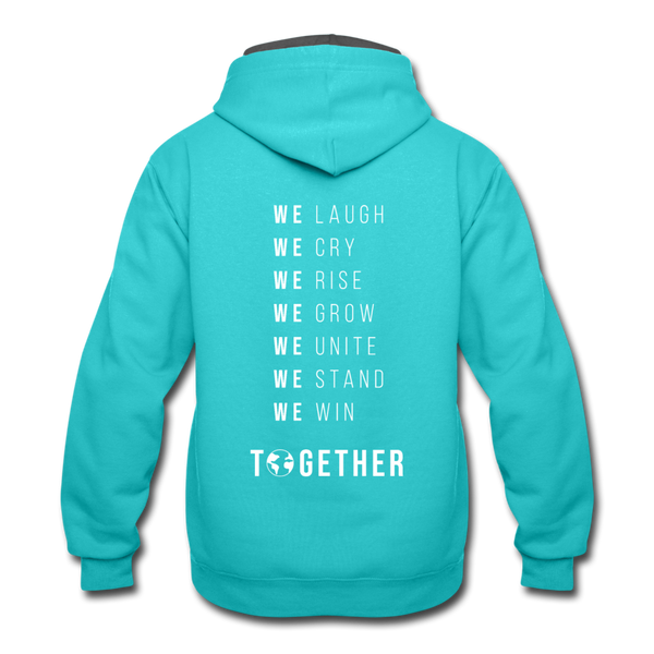 TOGETHER WE Contrast Hoodie - scuba blue/asphalt