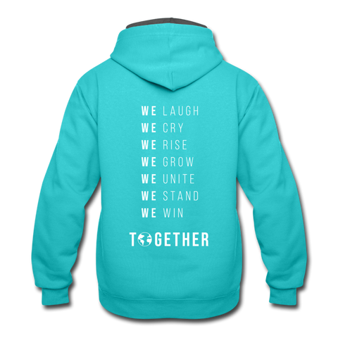 TOGETHER WE Contrast Hoodie - scuba blue/asphalt